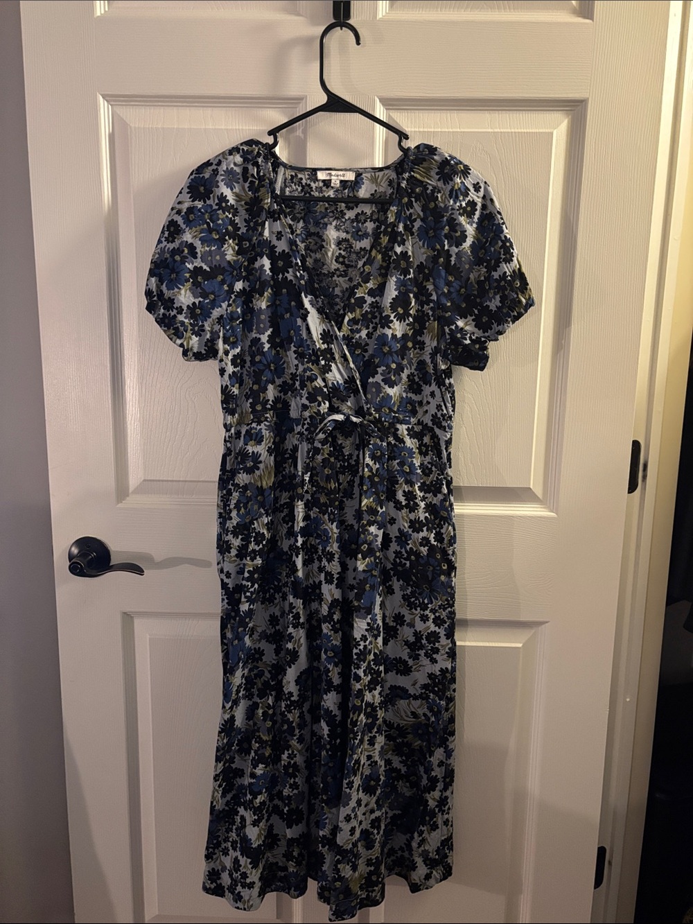 Madewell Blue Floral Wrap Midi Dress